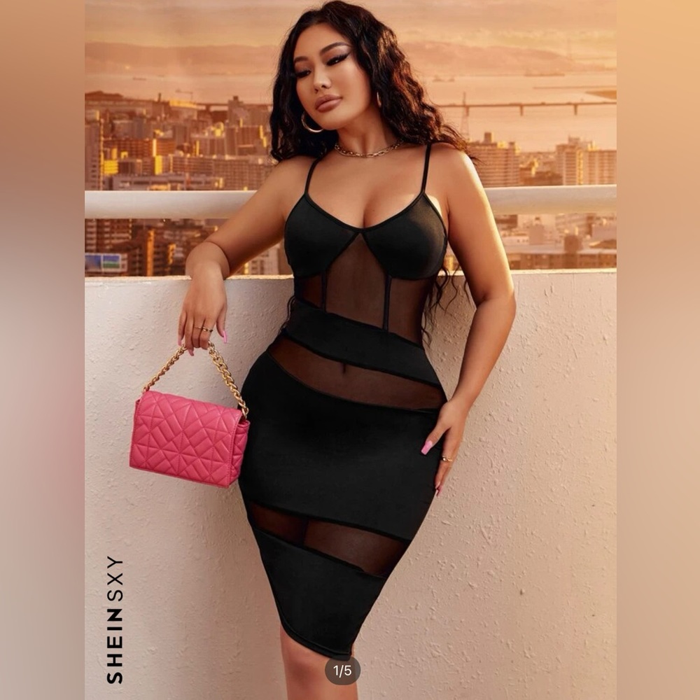 NEW WOMENS SEXY BLACK MIDI DRESS